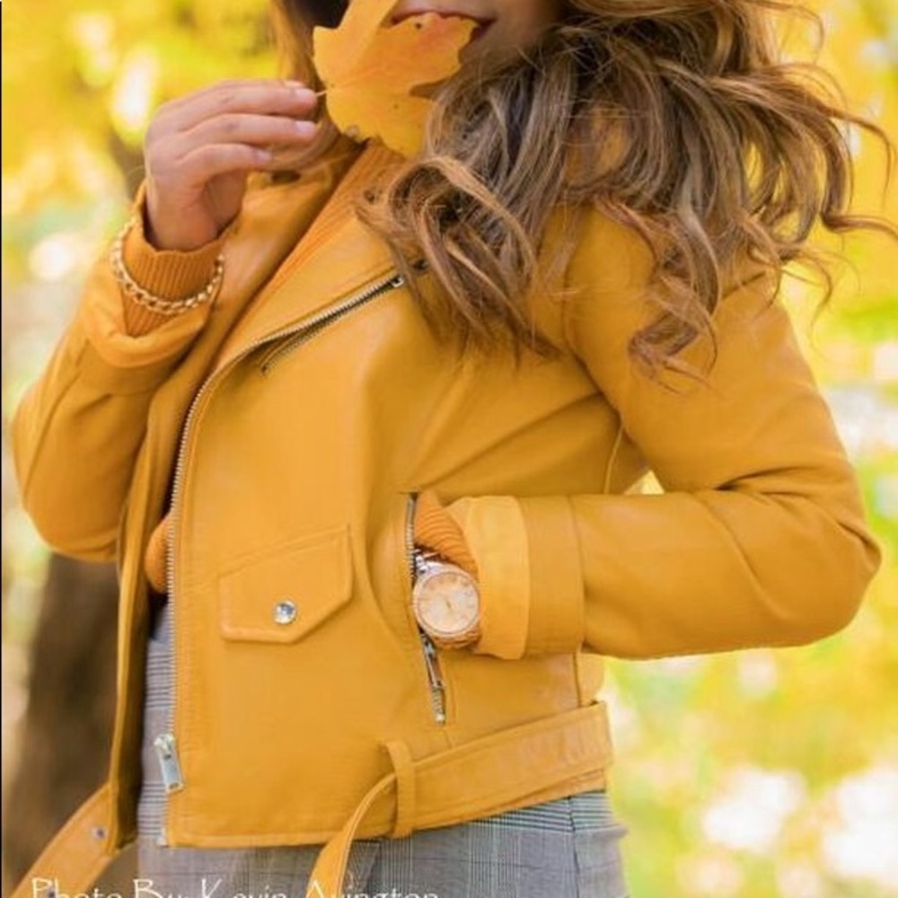 Yellow faux leather jacket